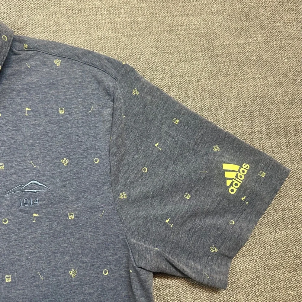 Adidas Golf Polo Men‎ Small Blue Primegreen 1914 Embroidered Logo Shirt